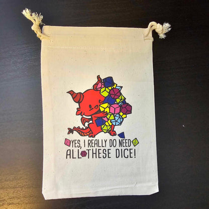 Dragon Art Dice Bag for Role Playing Games - Canvas Storage