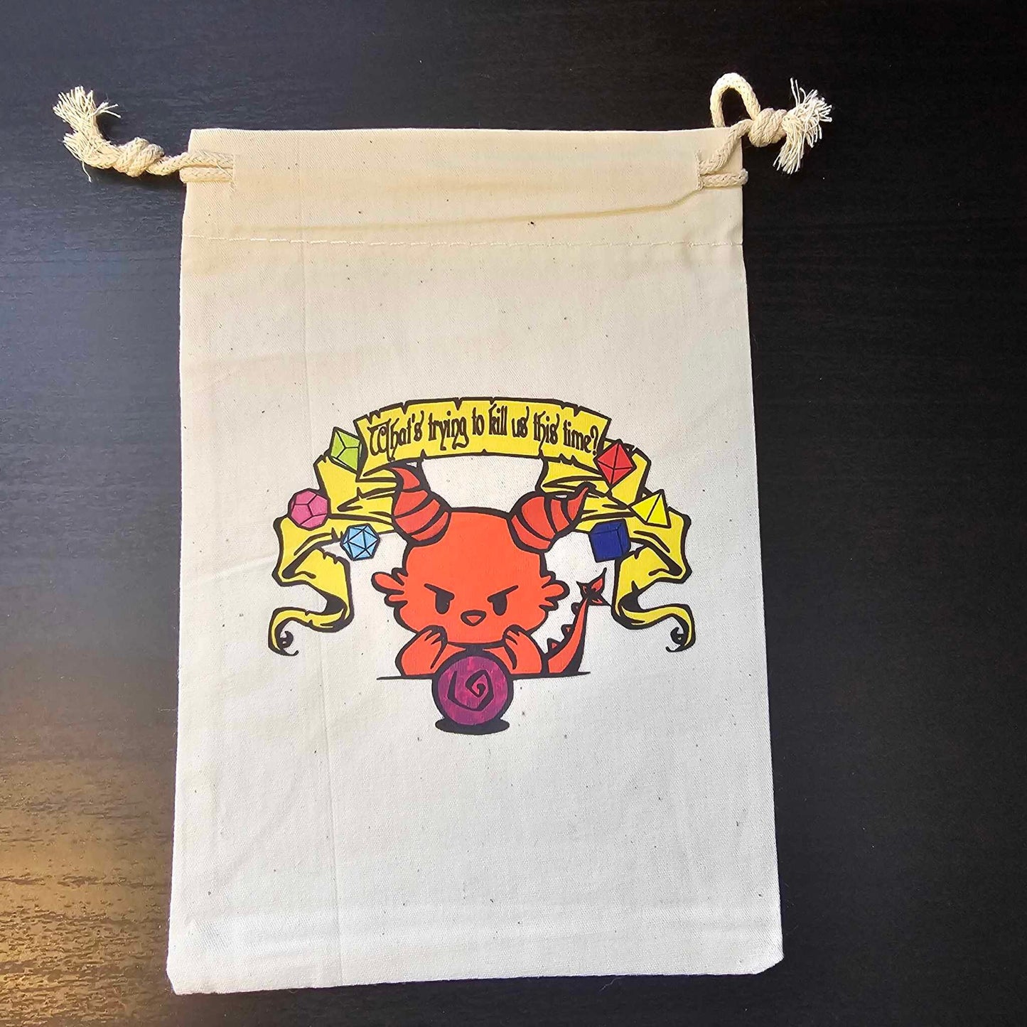 Dragon Art Dice Bag for Role Playing Games - Canvas Storage