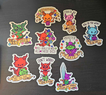 Dungeons & Dragons Inspired RPG Cute Dragon Dice Stickers